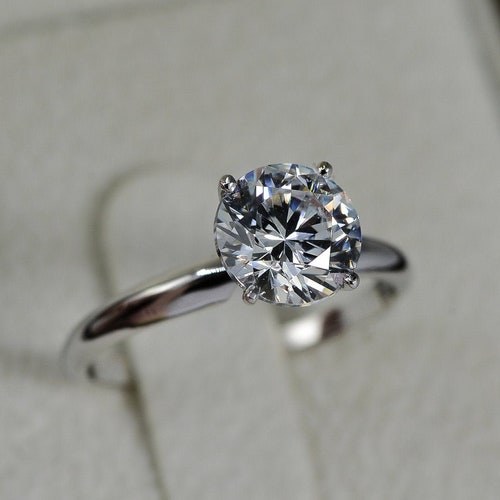 Solid 14K White Gold 1 Carat D VS1 Enhanced Diamond Engagement Ring Round Cut 