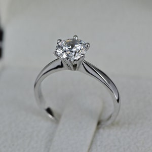 1 Ct G-H/SI1 Solitaire Diamond Engagement Ring, Round 14K White Gold Ring, Bridal Ring