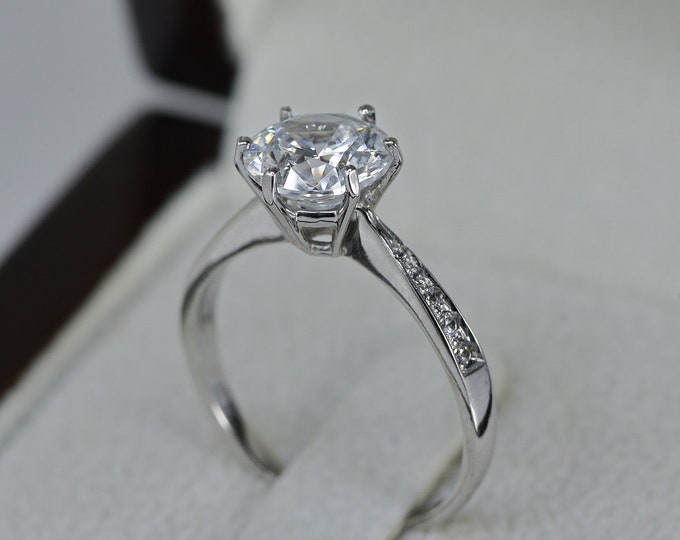 1.30 CT Wedding 6 Prong Round Cut Diamond Engagement Ring 14K White Gold D/SI1