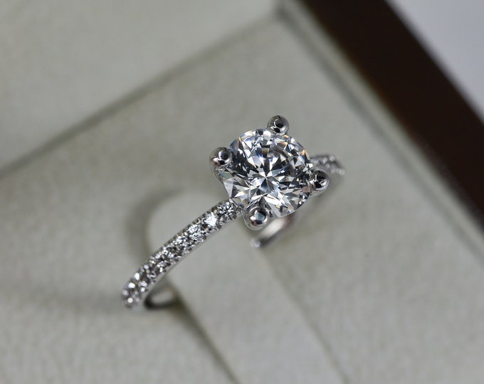 0.70 CT Sparkling Natural Diamond Engagement Ring, Round H/VS2 14K White Gold Enhanced Wedding Bridal Ring