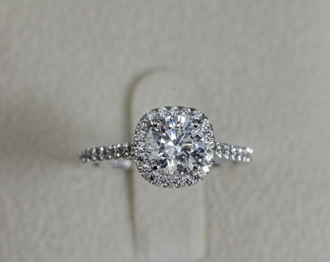 2 1/5 CT Diamond Engagement Ring Round Cut F/SI1 950 Platinum Size 6