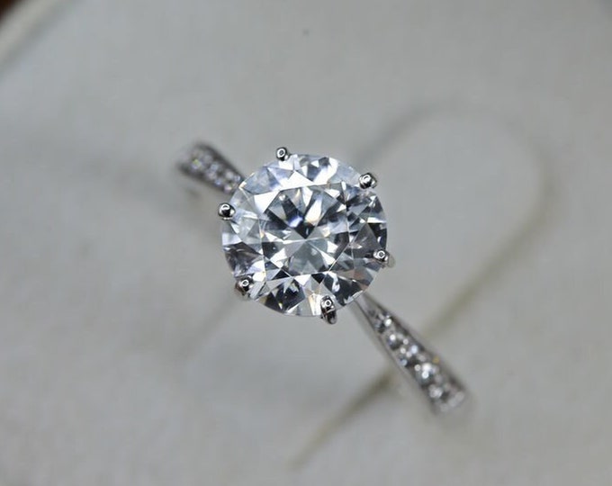 1.55 CT Women's Round Cut Diamond Engagement Ring 950 Platinum F/SI1