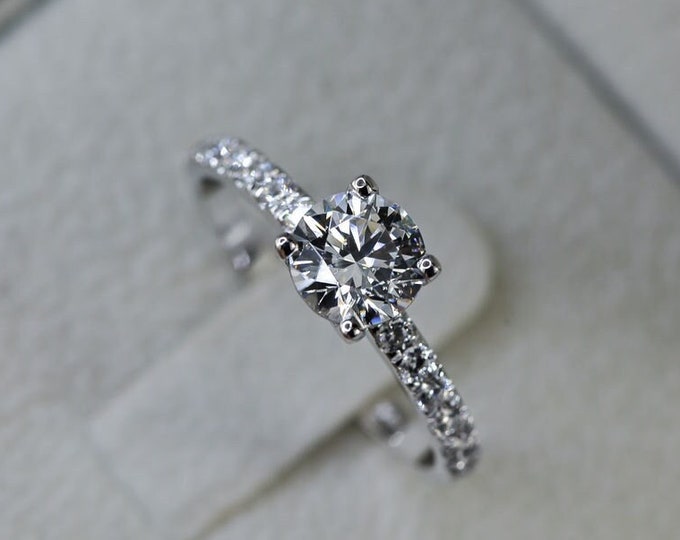 1 1/2 CT Elegant Diamond Engagement Ring Round Cut F/SI1 950 Platinum