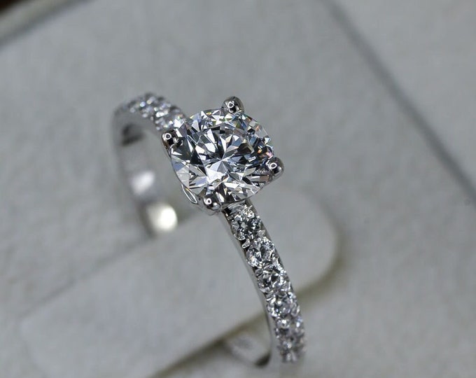 1 3/4 Carat F SI1 Classic Diamond Engagement Ring Round Cut 950 Platinum