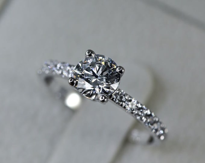 F/SI1 Round Cut Diamond Engagement Ring 2.00 CT 950 Platinum Shiny
