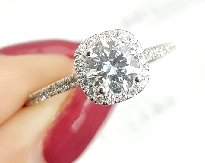 2 2/3 CT Moissanite Diamond Engagement Ring Round Cut D-F/VVS1 14K White Gold Size 7