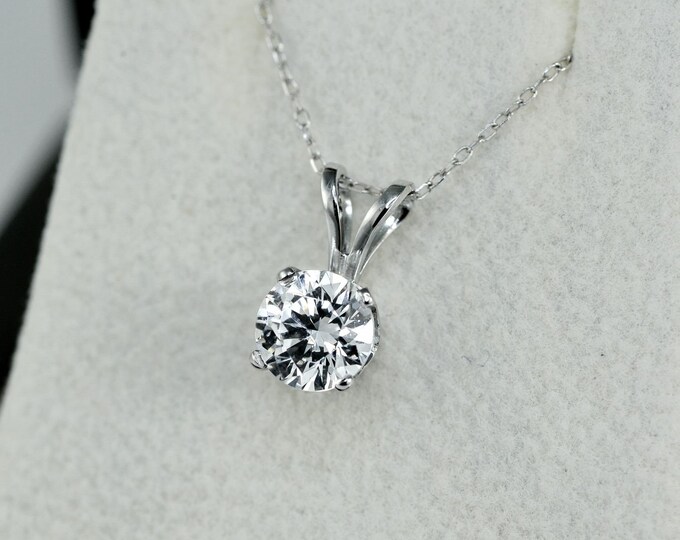 2.00 CT G/SI2 Beautiful Solitaire Round Cut Diamond Pendant 18K White Gold