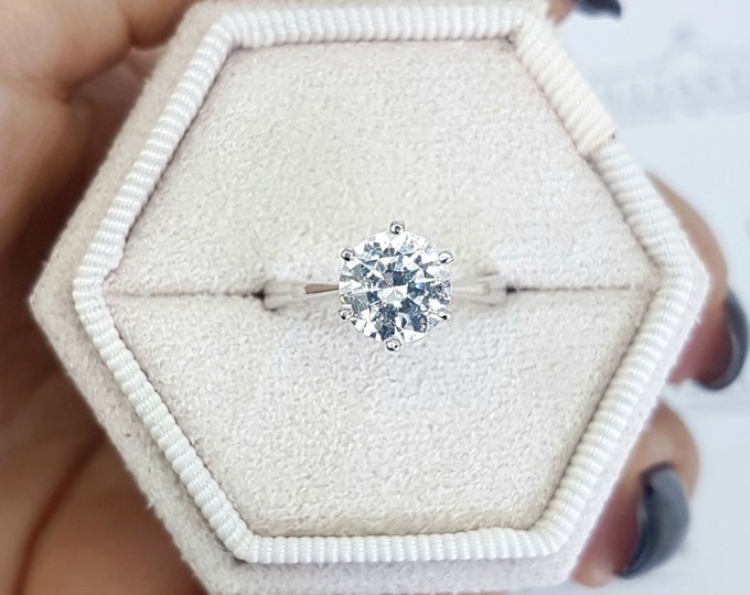 Round Cut Natural Diamond Engagement Ring 14KT White Gold 0.30 CT D/SI1