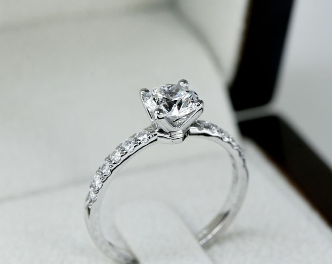 Lab Grown Diamond Engagement Ring, Round Cut Ring, 1 ct Lab Diamond Ring, 14k Solid Gold Ring