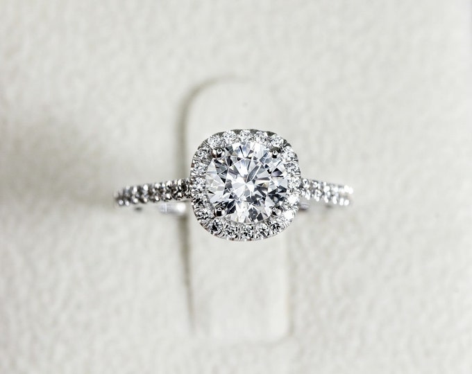 Jewelry 14K White Gold Round Cut Diamond Engagement Ring 1.40 CT D/SI1