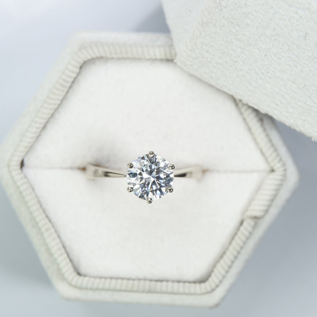 Solitaire 14K White Gold Round Cut Diamond Engagement Ring 1.50 CT F ...