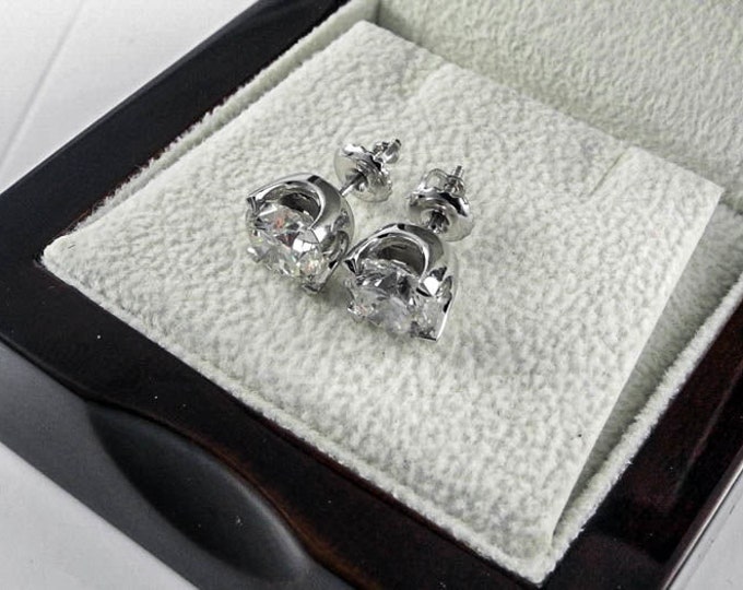 Round Cut 1.00 CT H/SI2 Jewelry Diamond Stud Earrings 14K White Gold
