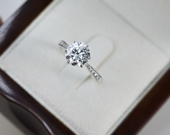 0.75 ct Lab Grown Diamond Engagement Ring, Round Cut Ring, 14k Solid Gold Ring, White Gold Diamond Ring, Wedding Diamond Ring