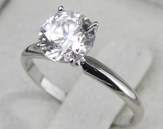1 CT F/VS2 Natural Solitaire Ring, Round Diamond Engagement Ring, 14K White Gold