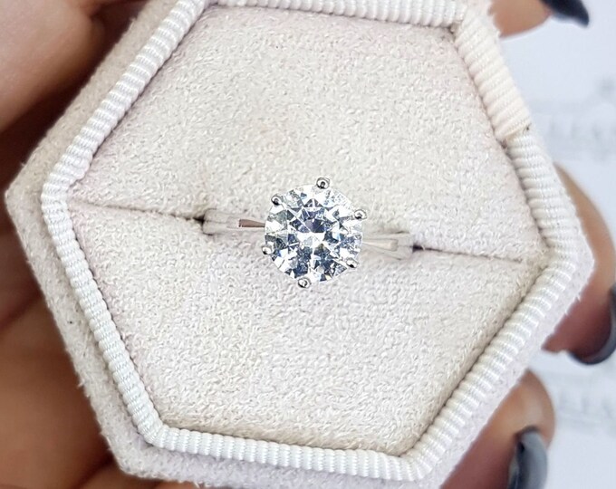 3/4 CT Diamond Engagement Ring Round Cut F/VS2 14K White Gold Size Selectable