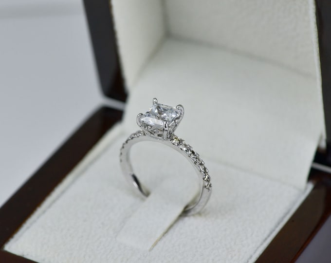 Princess Cut Engagement Ring, Lab Grown Diamond Engagement Ring, 14k Solid Gold Ring, 2.50 CT Lab Created Diamond Ring