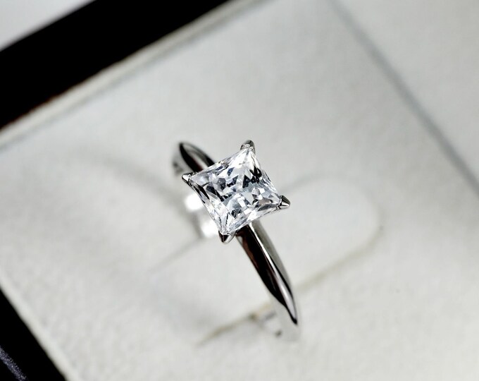 3 CT Princess Cut Engagement Ring,  Lab Grown Diamond Engagement Ring, 14k Solid Gold Ring, Dainty Diamond Ring, Promise Ring