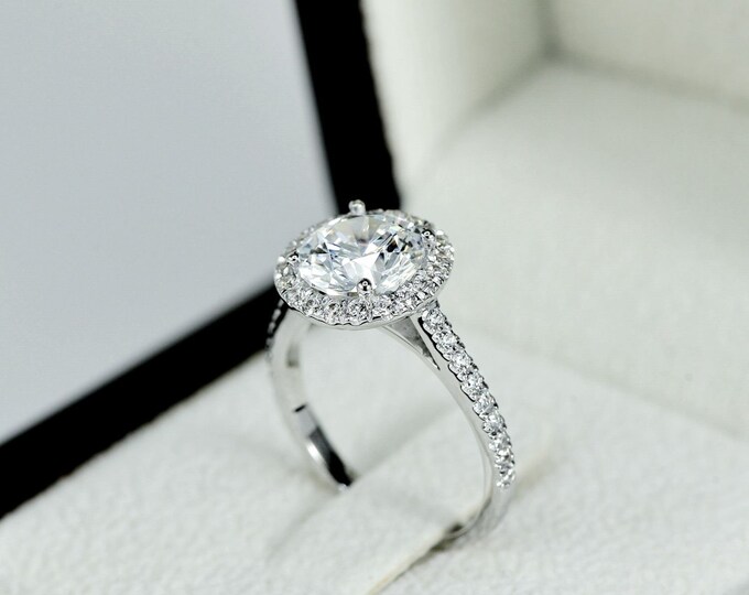 Lab Grown Diamond Engagement Ring, 0.75 CT Round Cut Ring, 14k Solid Gold Ring, Lab Diamond Ring, Halo Ring Engagement