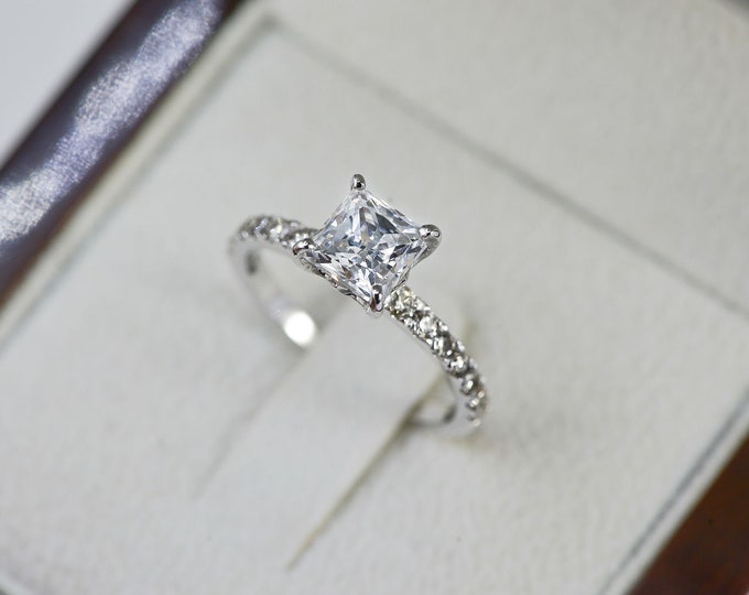 Princess Cut Engagement Ring, Lab Grown Diamond Engagement Ring, 14k Solid Gold Ring, 2 CT Lab Created Diamond Ring