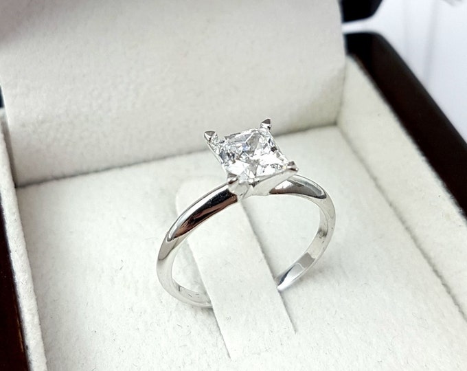 1 CT Princess Cut Engagement Ring,  Lab Grown Diamond Engagement Ring, 14k Solid Gold Ring, Dainty Diamond Ring, Promise Ring
