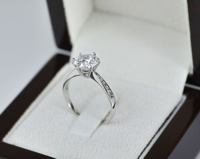 0.50 ct Lab Grown Diamond Engagement Ring, Round Cut Ring, 14k Solid Gold Ring, White Gold Diamond Ring, Wedding Diamond Ring