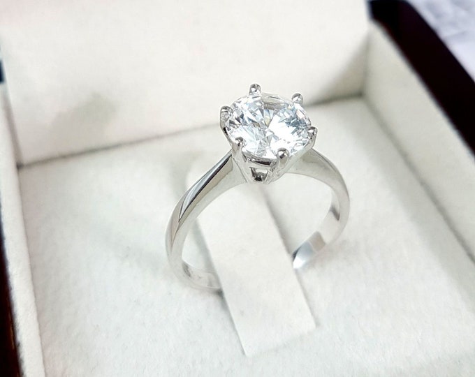 Lab Grown Diamond Engagement Ring, 2.00 CT Diamond Ring, Lab Created Diamond Ring, Round Cut Ring, 14k Solid Gold Ring