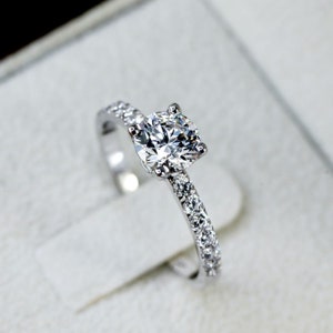 Lab Grown Diamond Engagement Ring, Round Cut Ring, 3 ct Lab Diamond Ring, 14k Solid Gold Ring
