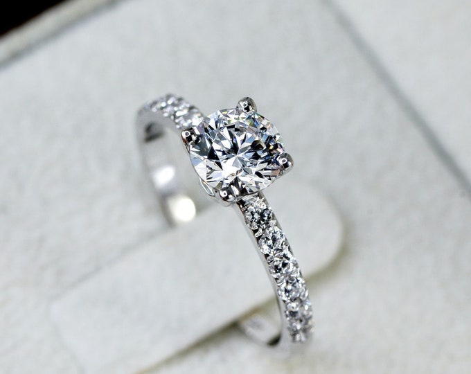 Lab Grown Diamond Engagement Ring, Round Cut Ring, 3 ct Lab Diamond Ring, 14k Solid Gold Ring