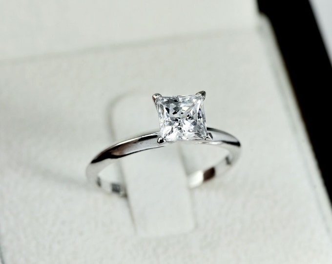 0.75 CT Princess Cut Engagement Ring,  Lab Grown Diamond Engagement Ring, 14k Solid Gold Ring, Dainty Diamond Ring, Promise Ring