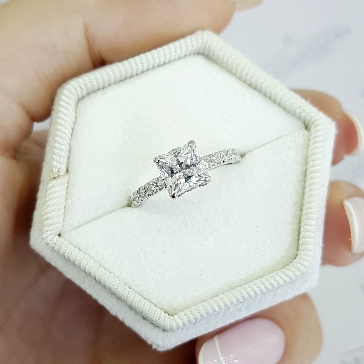 Beautiful princess 2024 cut engagement rings