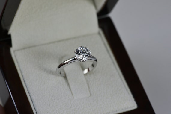 2 CT Solitaire Diamond Engagement Ring, 6 Prong Diamond Ring, Round H/SI1 950 Platinum Ring, Bridal Ring