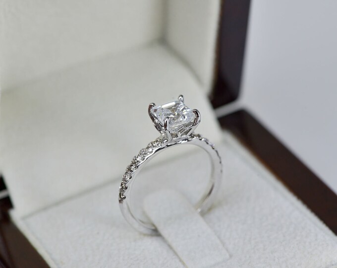 Princess Cut Engagement Ring, Lab Grown Diamond Engagement Ring, 14k Solid Gold Ring, 1 CT Lab Created Diamond Ring
