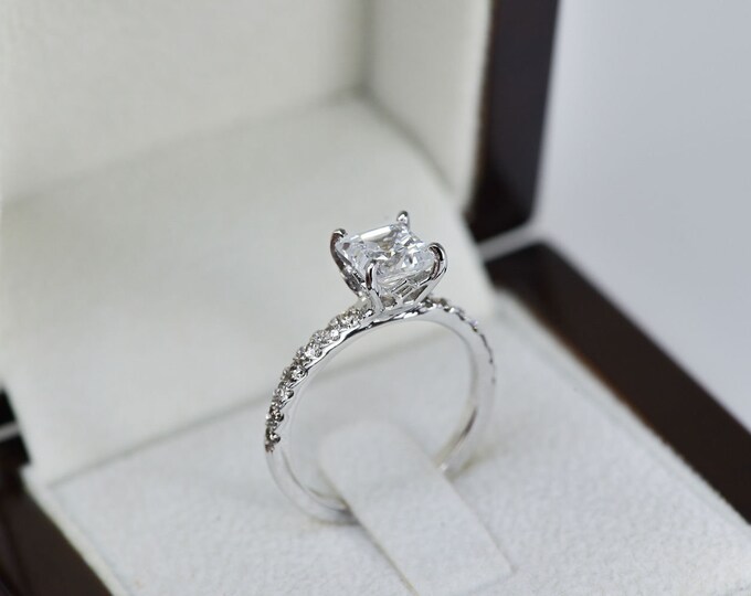 1 2/3 Carat Women's Princess Cut Diamond Engagement Ring D/SI1 14K White Gold