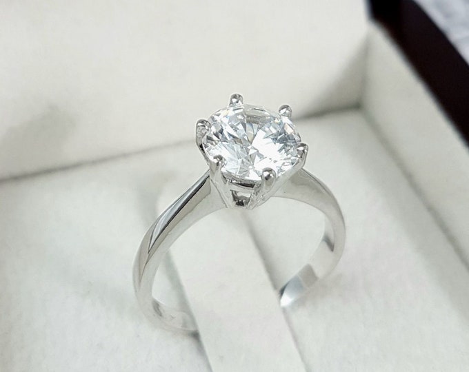 Lab Grown Diamond Engagement Ring, 3.00 Carat Diamond Ring, Lab Created Diamond Ring, Round Cut Ring, 14k Solid Gold Ring