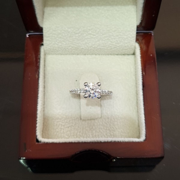 1.15 CT Genuine Round Cut Diamond Engagement Ring 14K White Gold H/SI2