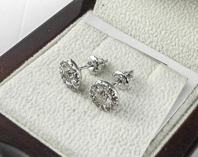 3 3/4 CT D/SI1 Shiny Diamond Stud Earrings Round Cut 14K White Gold