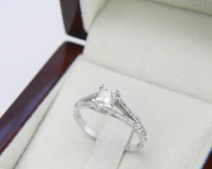 1 1/2 Carat H SI2 Wedding Diamond Engagement Ring Princess Cut 14K White Gold