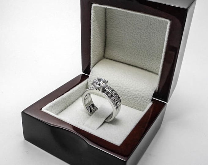 Brilliant 14K White Gold Round Cut Diamond Engagement Ring Set 2.45 CT H/VS2