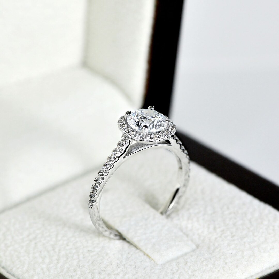 Buy Lab Grown Diamond Engagement Ring, Lab Created Diamond Ring, Square  Halo Engagement Ring, Ct Round Cut Ring, 14k Solid Gold Ring Online in 