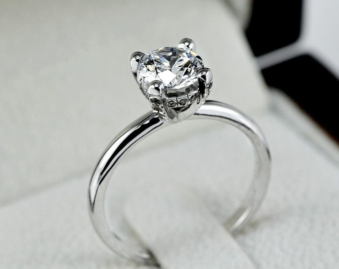 0.50 CT Shiny Round Cut Diamond Engagement Ring 14K White Gold F/SI1