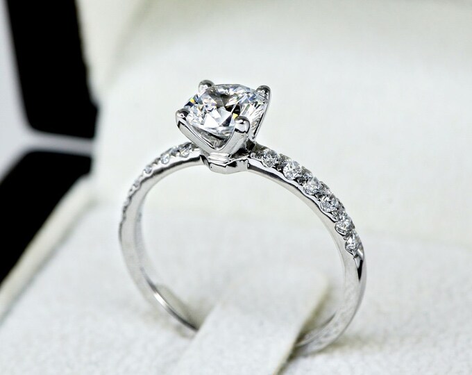 Lab Grown Diamond Engagement Ring, Round Cut Ring, 2 ct Lab Diamond Ring, 14k Solid Gold Ring