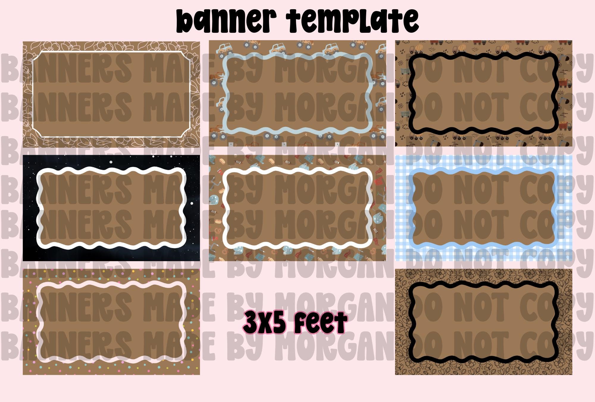 8 Banner Border Templates Bundle | Editable Canva Banner Border | 3x5 ...