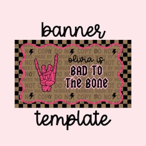 Bad Two the Bone Banner Templates | DIGITAL FILE |  Bad Two the Bone Pink Girly Banner | Second Birthday Banner Template | 3x5 Painted Sign