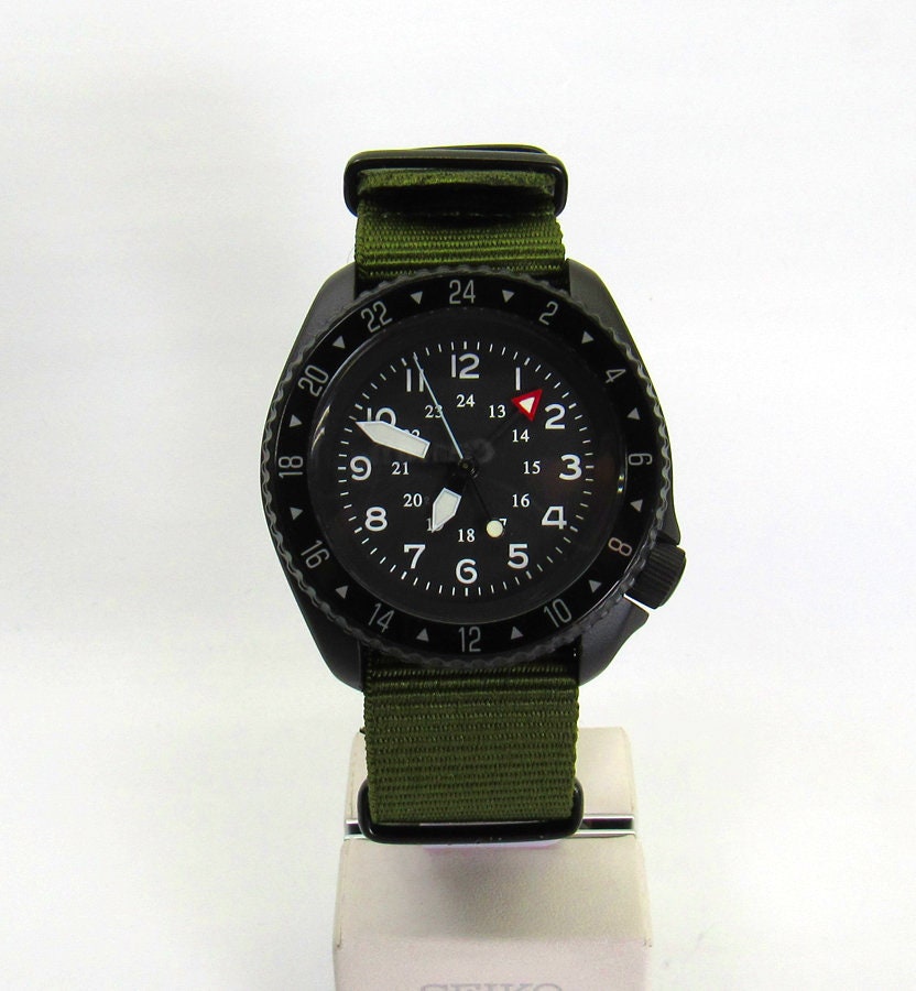 Military Seiko Mod Divers Watch 7002 All Black Cerakote GMT 24 - Etsy