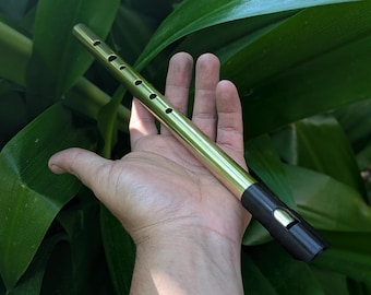 High C Tin Whistle |  Handmade tunable Tin Whistle for Irish, or Folk Music | New Model | Gift for Musician | Brass Flute by Rui Gomes