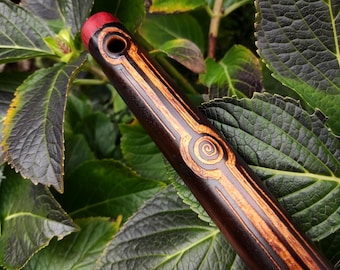 Harmonic Minor Flute handmade out of Bamboo with carvings | Minor melodic mode for intuitive playing | Rustic finish | Meditation Flute