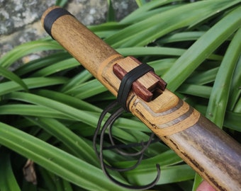 Bamboo Native American Style Flute in the key of F and F# suitable for Meditation. Ethnic design with Mahogany & Chestnut