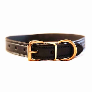 THE EMI - Collar de cuero para perro hecho a mano / Brida de cuero premium de estilo clásico