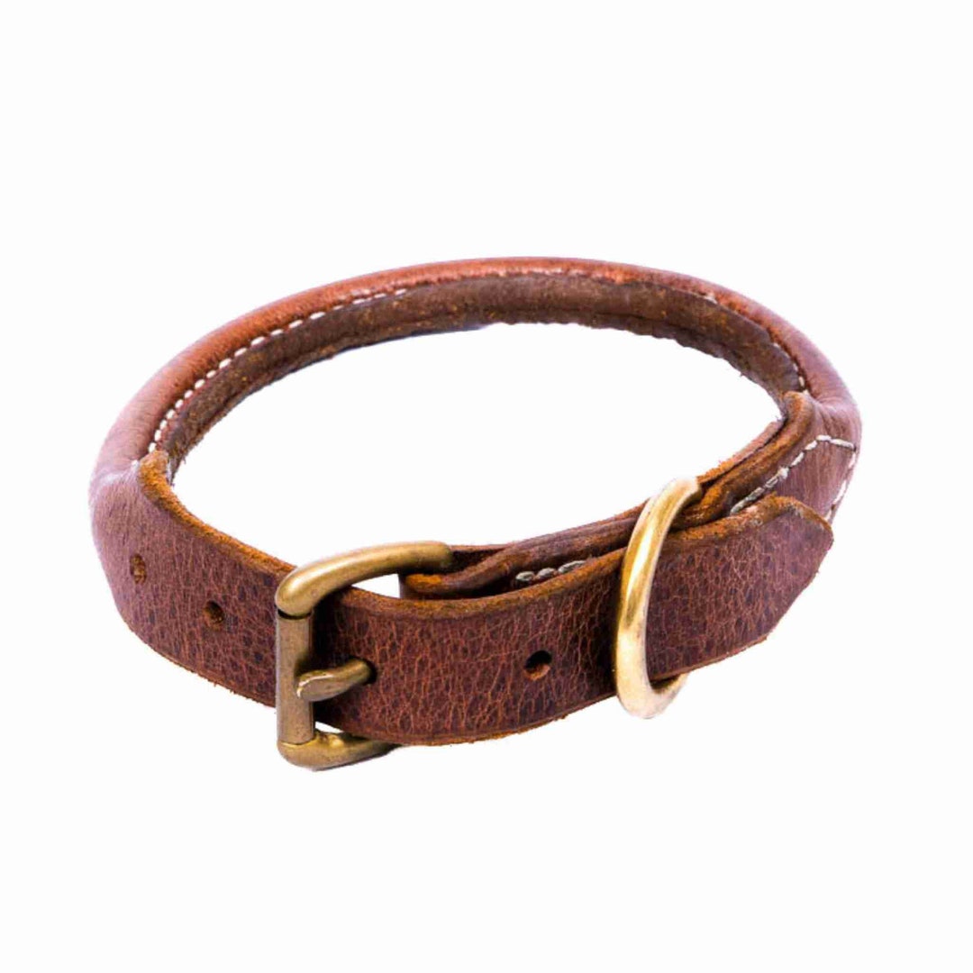 ROLLED DOG COLLAR Rolled Leather Dog Collar Prevents Matting for Long
