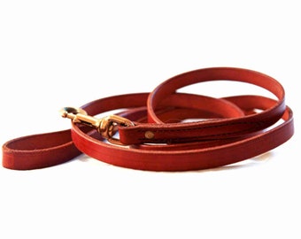 THE WALTER - Hand-Crafted Narrow Leash | Leather Lead | Classic Style Crafted Premium Bridle Leather | Dog Traffic Lengths Available